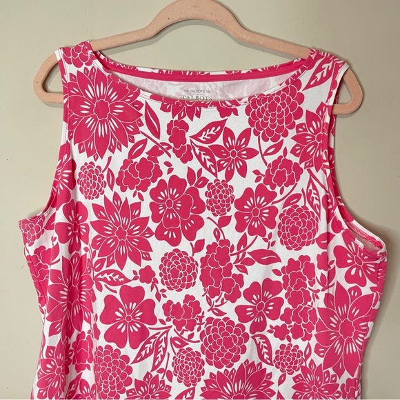TALBOTS Tee in Pink Floral Print Sleeveless Boatneck, XL - Picture 2 of 8